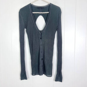 Alexander Wang Rayon Gray Cut Out Back Sweater SZ S